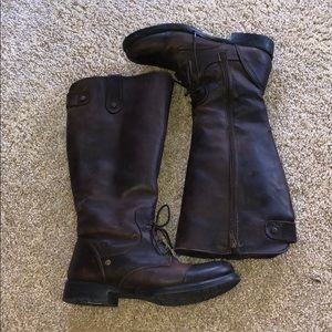BearPaw Brown Leather Wool Blend Lined Boots